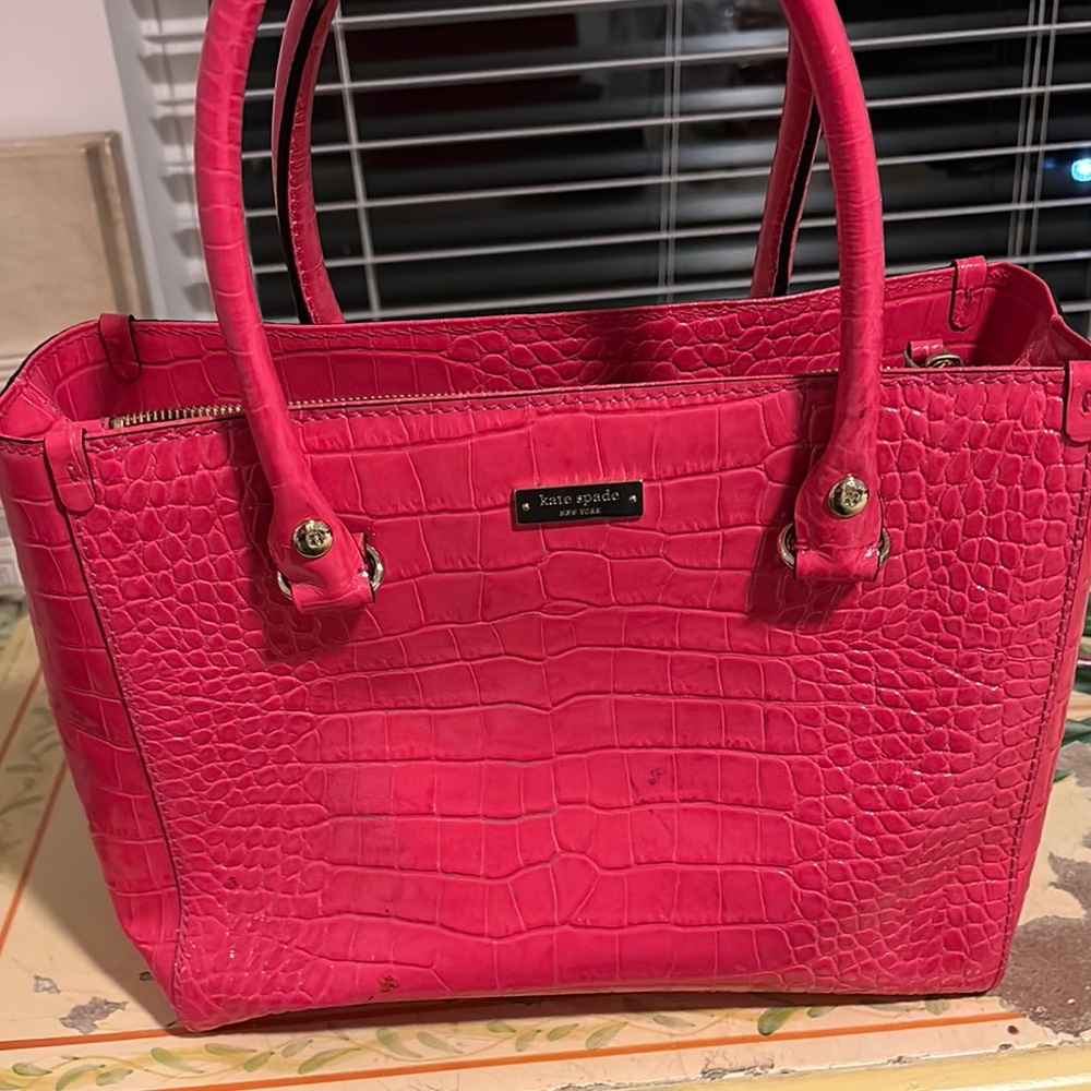 Kate Spade Pink Croc Embossed Tote